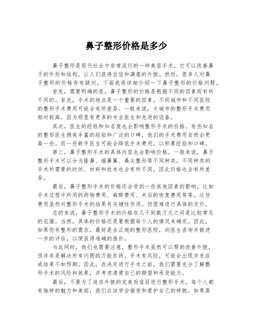 鼻子整形价格是多少