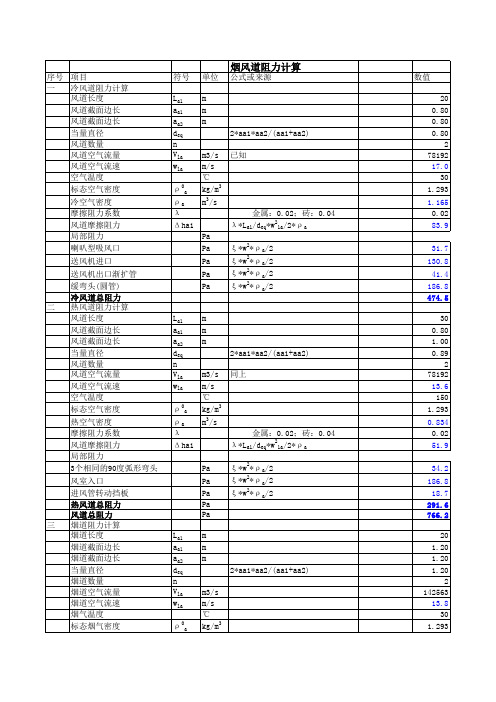 烟囱阻力计算 