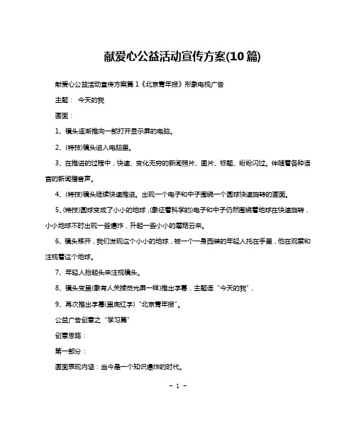 献爱心公益活动宣传方案(10篇)