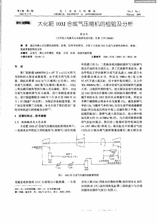 大化肥103J合成气压缩机的检验及分析