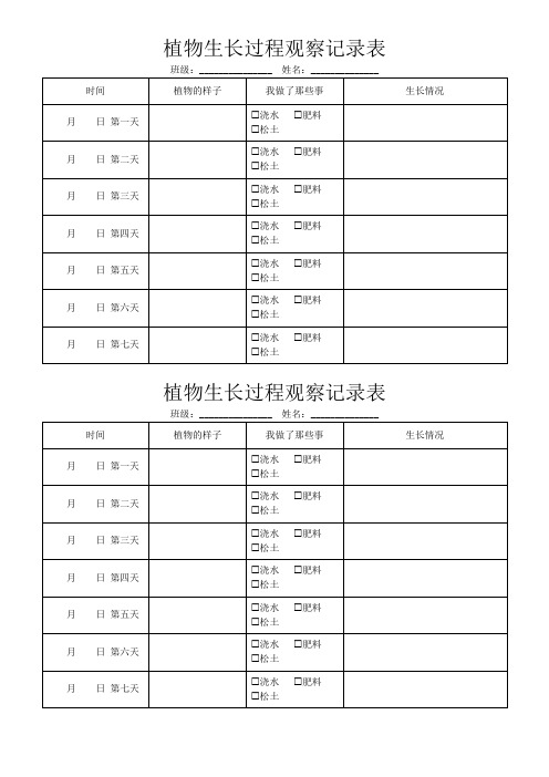 植物生长过程观察记录表文档