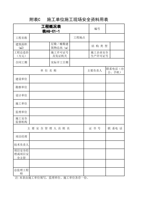 aq-C1-1工程概况表