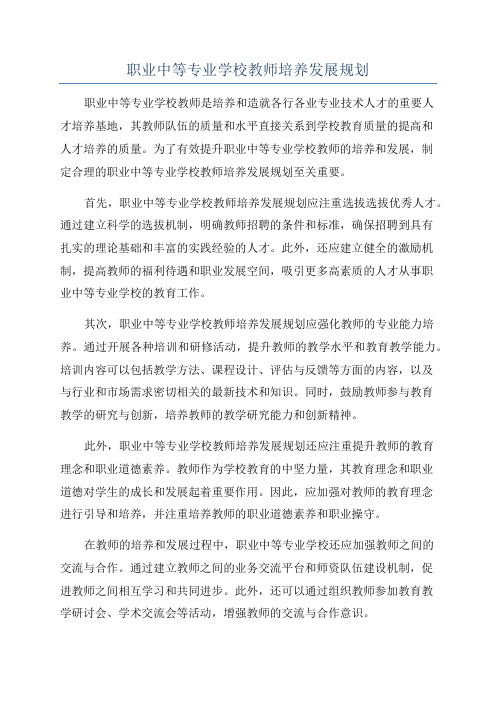 职业中等专业学校教师培养发展规划