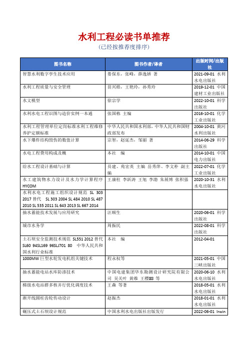 水利工程必读书单推荐[精美打印版本]