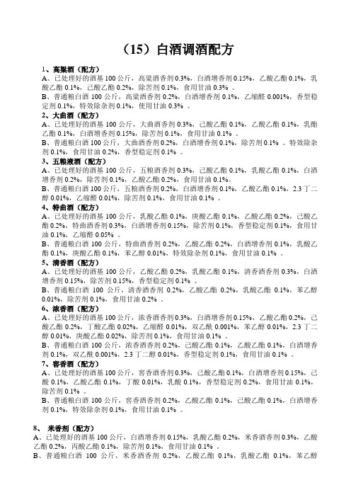 白酒调酒配方