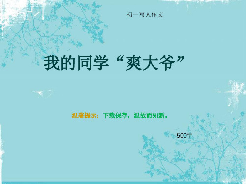 初一写人作文《我的同学“爽大爷”》500字