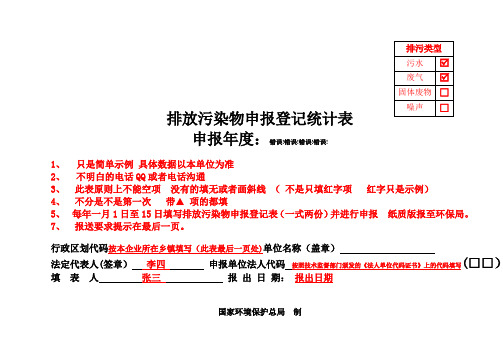 排污申报登记表