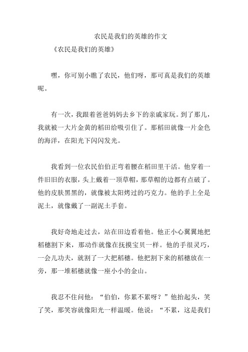 农民是我们的英雄的作文