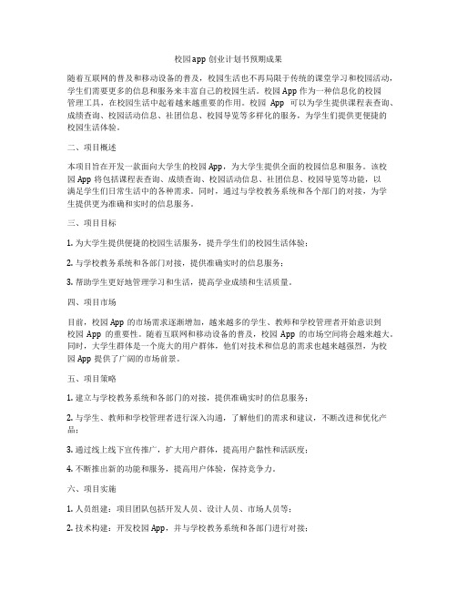 校园app创业计划书预期成果