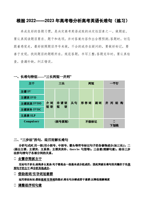 根据2023年高考卷分析高考英语长难句(练习 教师版)