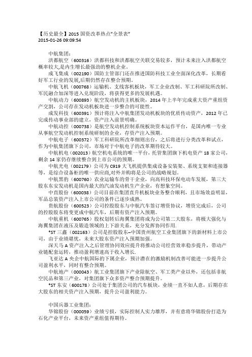 国企改革 2015汇总