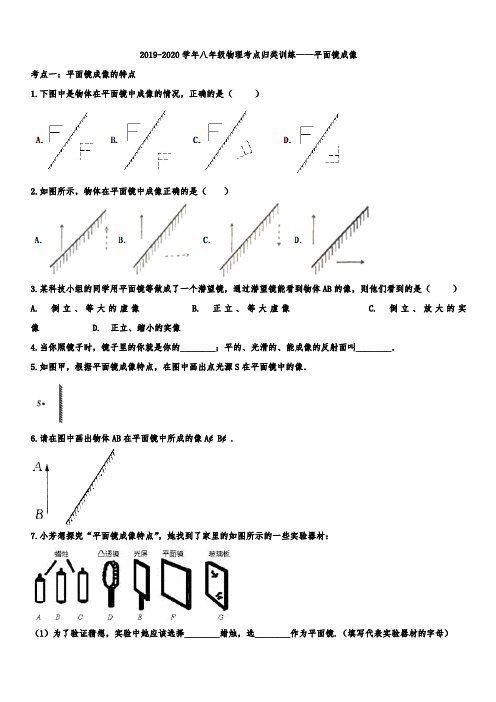 2019-2020学年八年级物理考点归类训练——平面镜成像(含答案)