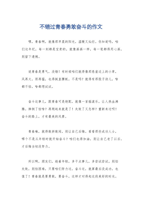 不错过青春勇敢奋斗的作文