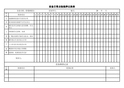 影像测量仪日常点检保养记录表