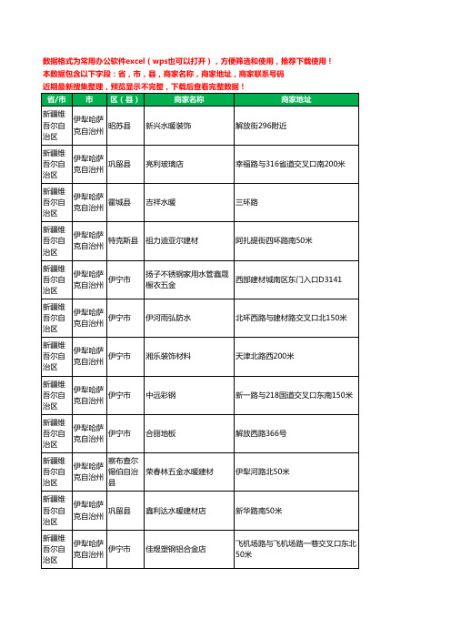 2020新版新疆维吾尔自治区伊犁哈萨克自治州建材工商企业公司商家名录名单联系电话号码地址大全692家