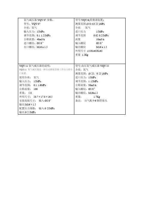 氧气减压器YQY