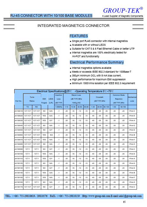 RJ45规格书