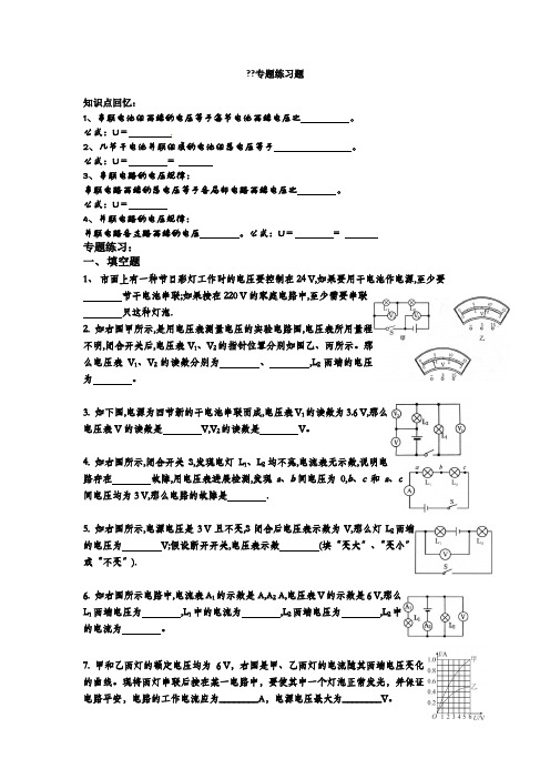 16.2串并联电路电压的规律专项练习题