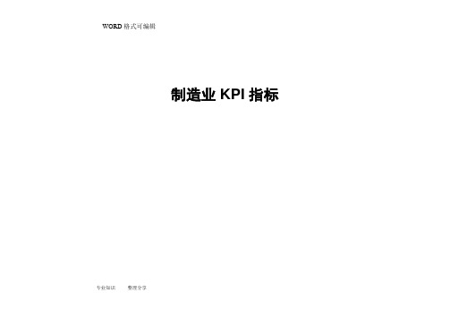 制造企业KPI指标库