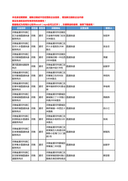 2020新版河南省漯河圆通快递工商企业公司名录名单黄页联系方式大全40家