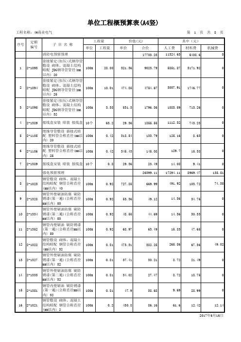 建筑电气安装预算书