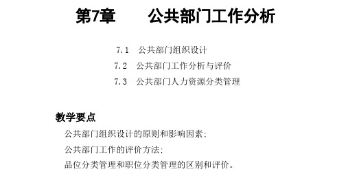 第七章    公共部门工作分析  《工作分析理论与实务》  PPT课件