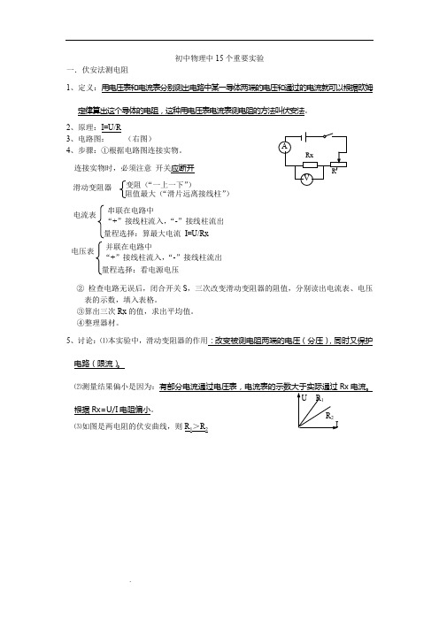 初中物理中15个重要实验