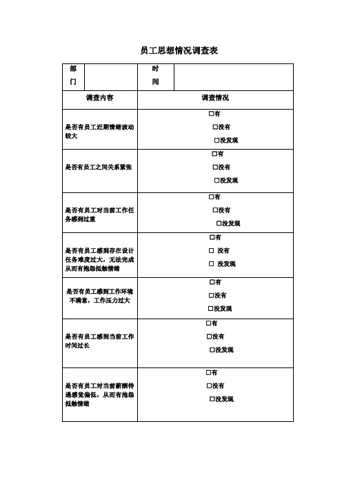 员工思想情况调查表