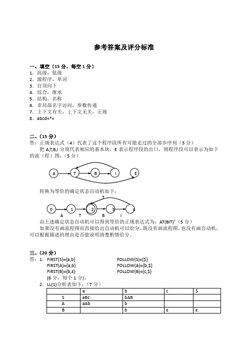 编译原理与技术期末考试试卷答案 05