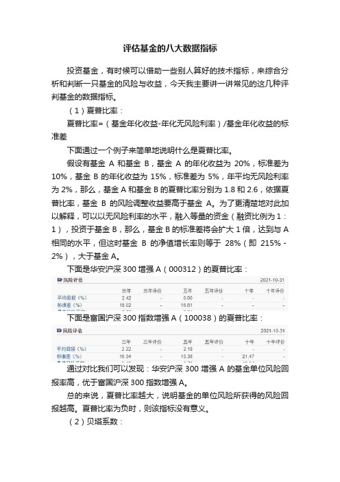 评估基金的八大数据指标