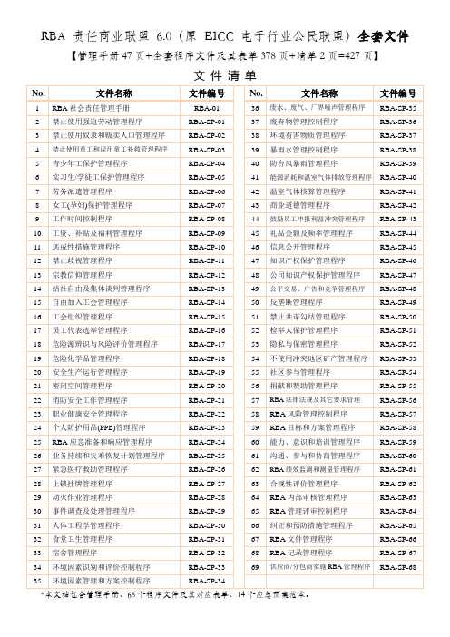 RBA责任商业联盟(EICC)6.0管理手册与全套程序文件与表单(含68个程序文件共427页)