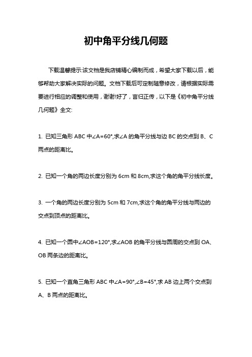 初中角平分线几何题