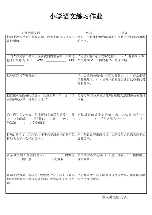 小学六年级语文拓展训练I (43)