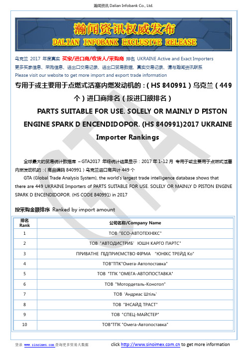 专用于或主要用于点燃式活塞内燃发动机的：…(HS 840991)2017 乌克