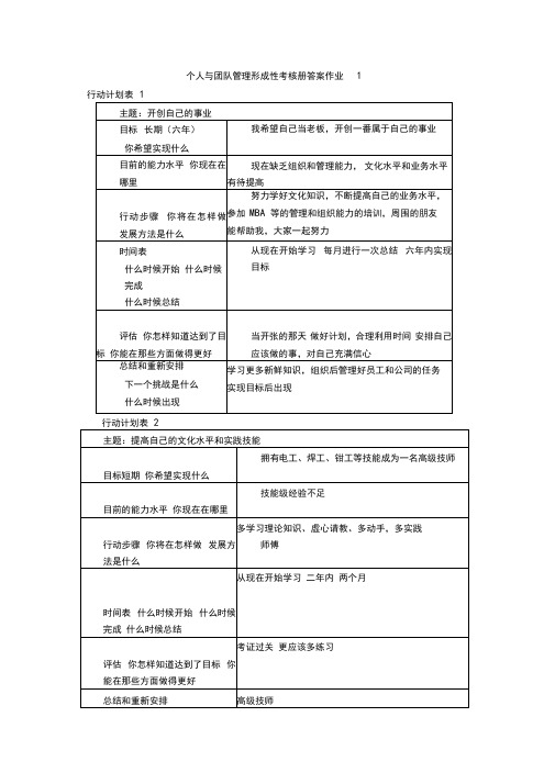 个人与团队管理形成性考核册答案作业2