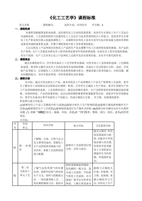 化工工艺学课程标准