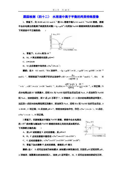 跟踪检测(四十二)  水溶液中离子平衡的两类特殊图像