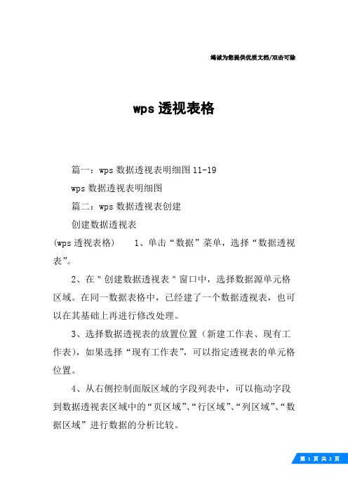 wps透视表格