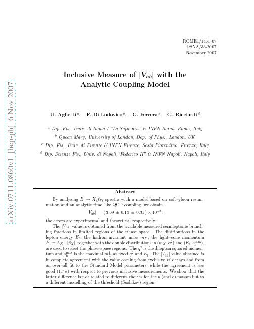 Inclusive Measure of V_ub with the Analytic Coupling Model