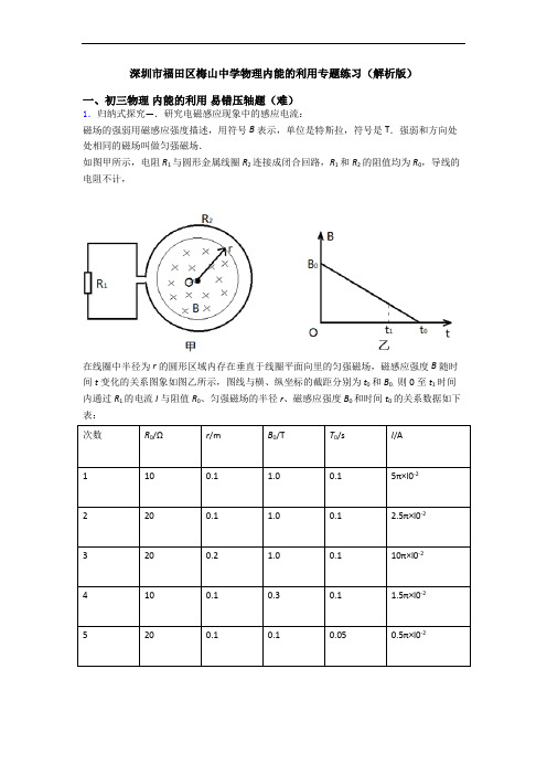 深圳市福田区梅山中学物理内能的利用专题练习(解析版)