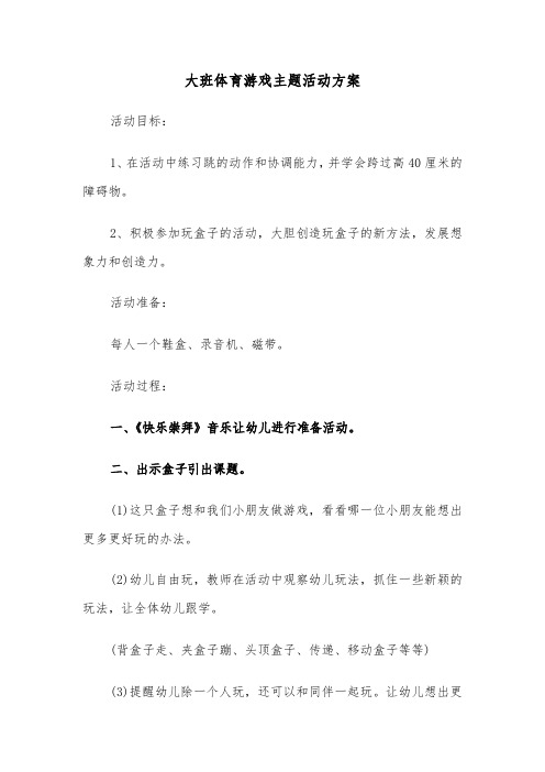 大班体育游戏主题活动方案（3篇）