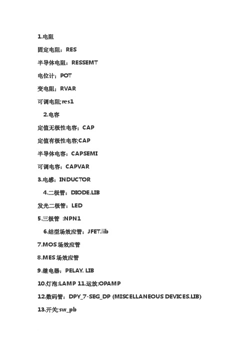 PCB元器件中英文