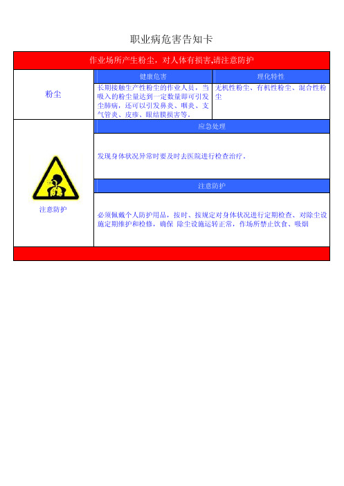 职业病危害告知卡