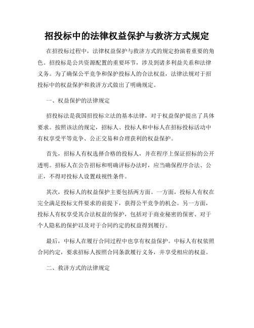 招投标中的法律权益保护与救济方式规定