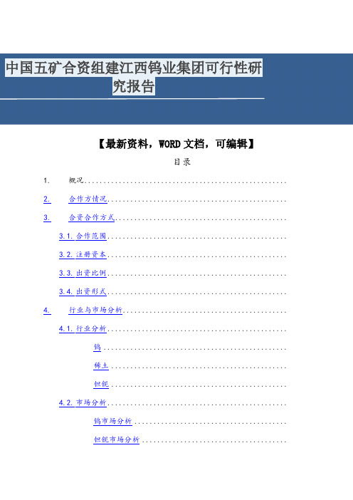 中国五矿合资组建江西钨业集团可行性研究报告