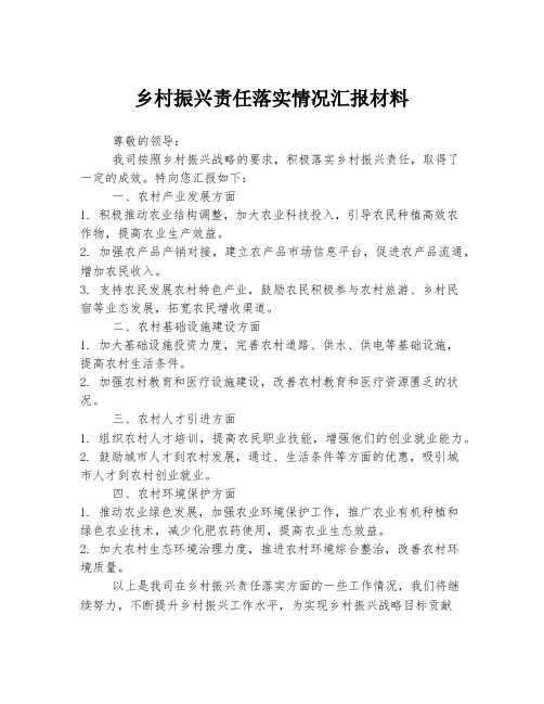 乡村振兴责任落实情况汇报材料