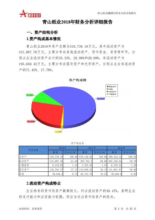 青山纸业2018年财务分析详细报告-智泽华