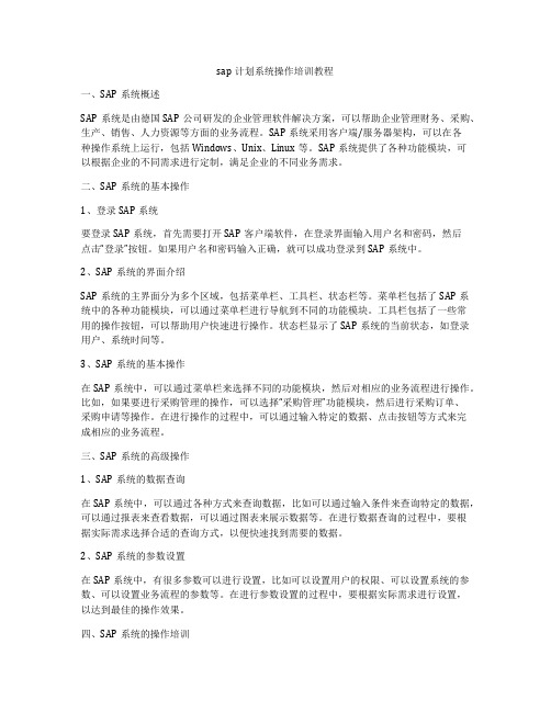 sap计划系统操作培训教程