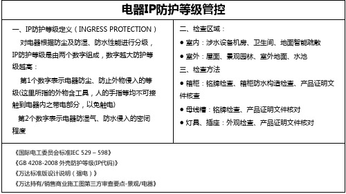 电器IP防护等级管控