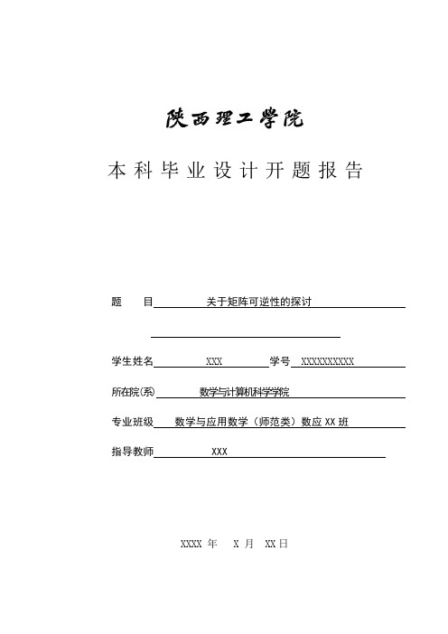 开题报告____关于矩阵可逆性的研究